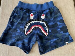 BAPE A BATHING APE Color Camo Shark Sweat Shorts Navy L
